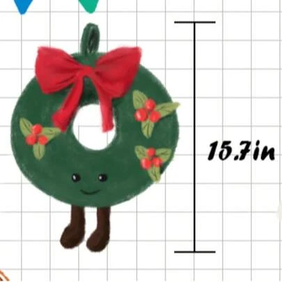 Cartoon Christmas Shape Pillows Xmas Wreath Shaped Throw Pillow Soft Stuffed Christmas Pillow With Cute Decor Pillows For Bedding Room Christmas Party Decoration,15.7"