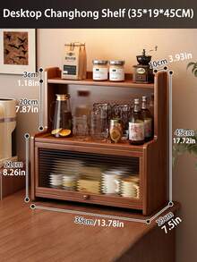 2 Ripiani in Bambù Naturale, Scaffale Organizzativo da Cucina con Copertura Antipolvere, Portaspezie, Scaffale Organizzativo da Bancone per Tazze, Condimenti, Libri, Piante in Vaso - Scaffale Multifunzionale, Ideale per Casa e Ufficio - Multicolore - Visualizzare 12