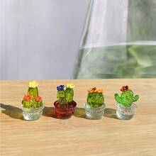 4-Piece Mini Cute Flower Set, Computer Monitor Desktop Decoration Doll Accessories, Office Space, Study Supplies, Back To School, Handmade Resin Craft Desktop Mini Potted Plant Creative Home Decoration Gift Set