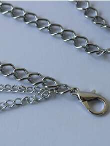 Cinto de Corrente Dourada Metal Fashion Moda Luxo Fashion Tendencia/ Plus Size  Simples - Prata - Visão 3