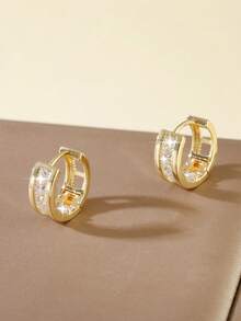 1 Pasang Anting Hoop Bulat Geometris Elegan dari Tembaga, Minimalis & Serbaguna, Hadiah untuk Wanita - bulat - View 5