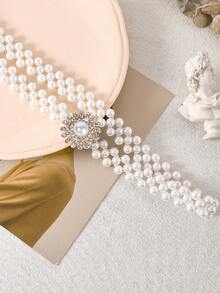 1 Stück Elastischer Perlen-Strass-Kristall Taillengürtel für Damen, modischer und vielseitiger Gürtel für Herzausschnitt-Kleider, elastisches Band für Hochzeiten, Braut-Glitzer, Brautjungfern-Outfits, Mädchen-Accessoires Sommer, Schule Herbst, Herbst, Halloween