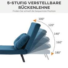 HOMCOM Sofa Bed Relaxation Chair Guest Bed Function Velvet Back Cushion Adjustable Backrest Blue 63x73x81cm On Site - 1 - View 5
