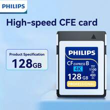 PHILIPS 飞利浦 CFexpress Type B 卡，读取速度高达 1100MB/s，写入速度高达 400MB/s，专为专业相机和流畅的 4K 视频录制而设计（128GB/256GB/512GB）