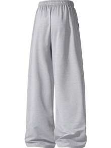 Women's Casual Straight Leg Pants, Outdoor Versatile Solid Color Elastic Waist Lightweight Casual Trousers, Spring/Autumn