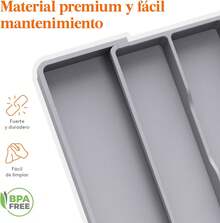 Lifewit Organizador de cubiertos Organizador de cajones de cocina expandible y organizador de utensilios, bandeja de cubiertas con divisores de cajones para utensilios de cocina y cubiertos gris - Turquesa - Ver 4