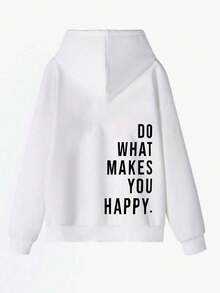 女士时尚秋冬连帽套头衫，柔软舒适的保暖衬里上衣 - 白色 - 查看 7