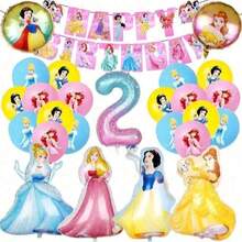 42pcs Princess Birthday Party Decoration Set Combination Princess Aluminum Film Balloon Banner Flag Set - Multicolor - View 4