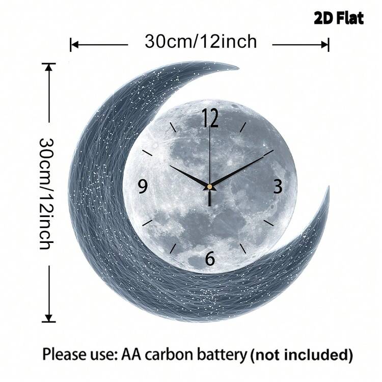 1 pieza Reloj de pared decorativo planeta 2D de 12"/16", movimiento de cuarzo súper silencioso sin sonido de tic-tac, adecuado para habitación, hogar, sala de estar, dormitorio, aula, cocina, decoración de oficina - Multicolor - Añade 20