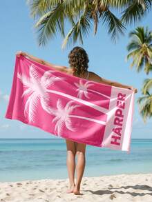 1 Personalized Name Beach Towel - Text/Name, Quick - Super Absorbent - Lightweight Turquoise Tropical Palm Tree And Leaf Design - Personalized Bath Towels For Swimming Pool, Travel, Vacation - Birthday Gifts (Men And Women) - Spa, Home Or Resort Use - Colorful Modern Seaside Accessories (Ideal For Adults And Teenagers),Bath Towel, Sand-Free - Multicolor - View 10