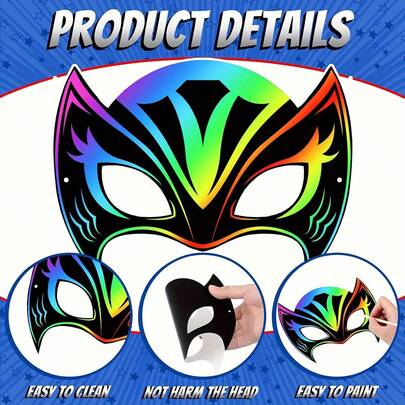 12 Pcs Hero Mask Scratch Art Set - Suitable For DIY Crafts, Carnival, Christmas, New Year And Thanksgiving Decorations, Birthday Decorations, Christmas, Party Decorations, Party Supplies, Wedding, Prom Decorations Gifts For Women