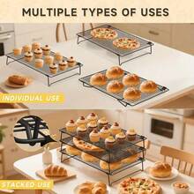 Five-Layer Foldable Baking Cooling Rack, Suitable For Cookies, Cakes, Pastries - Space-Saving Stacking Oven, Countertop And Holiday Baking Stand, Perfect For Halloween, Christmas, Cookie Cooling Station, Baking Cooling Rack. - 5個裝 - 查看 9