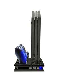 适用于 PlayStation 4 Slim/Pro 的垂直散热支架散热器、带双摇杆的 USB 供电充电底座以及 PlayStation 4 Slim Pro 的 3 端口扩展坞。 - 彩色 - 查看 6