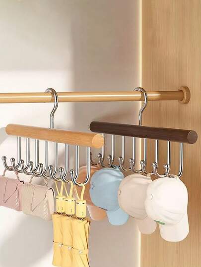 旋转式木质8钩领带、胸罩、背心、帽子收纳架，壁挂式，适用于家庭、服装店