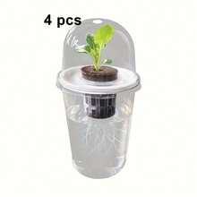 1/2/3pcs Hydroponic Planter Pots - Plastic Transparent Cylinder Hydroponics Planting Kit, High Transparency Closed Cultivation Water Cup, Transparent To Observe Root Growth, Perforated Design For Ventilation - Multicolor - View 11