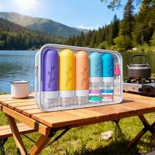 19pack Travel Set Travel Bottles For Toiletries, TSA Approved Silicone Size Containers For Toiletries, Refillable & Leakproof Travel Shampoo And Conditioner Bottles Skin Care Products Subpackage Container, Travel Necessities, Cosmetics Storage Bottle, Mini Capsule Shape, Travel Container, Magnetic Suction Fitting, Portable Subpackage Container, Reusable, Suitable For Travel, Outdoor Camping, Business Outing, School And Other Scenarios, Suitable For Lotion, Face Cream, Moisturizing Cream, Shampoo, Shower Gel, Hair Conditioner And Other Gifts For Mothers, Girlfriends, Girls - 彩色 - 查看 9