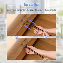 Bed Sheet Straps, Manually Adjustable Fasteners With Metal Clips, Bed Sheet Holder Corner Fitted Sheet Tightening, Strength Cord Lock Keep Sheet In Place, Fits All Mattress Sizes - ban đầu - Xem 3
