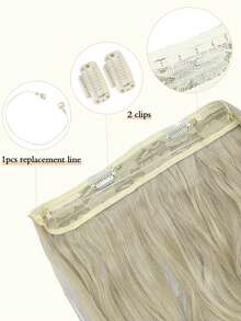 Invisible Wire Hair Extensions Ash Blonde Hair Extension Natural Wavy Hair Pieces for Women Synthetic Hair Extensions Clip in Hairpiece - Light Grey - View 5