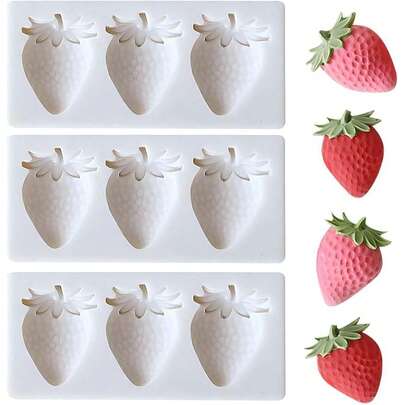 Strawberry Fondant Mold, Silicone Handmade Candy Mold, Mini Strawberry Chocolate Mold, Fruit Shaped Fondant Mold, Suitable For Soap, Wax, Clay, Resin, Cupcake, Ice Cream Decoration
