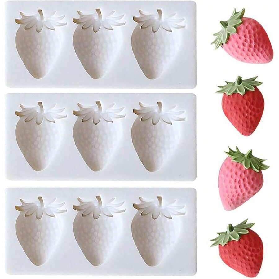 Strawberry Fondant Mold, Silicone Handmade Candy Mold, Mini Strawberry Chocolate Mold, Fruit Shaped Fondant Mold, Suitable For Soap, Wax, Clay, Resin, Cupcake, Ice Cream Decoration