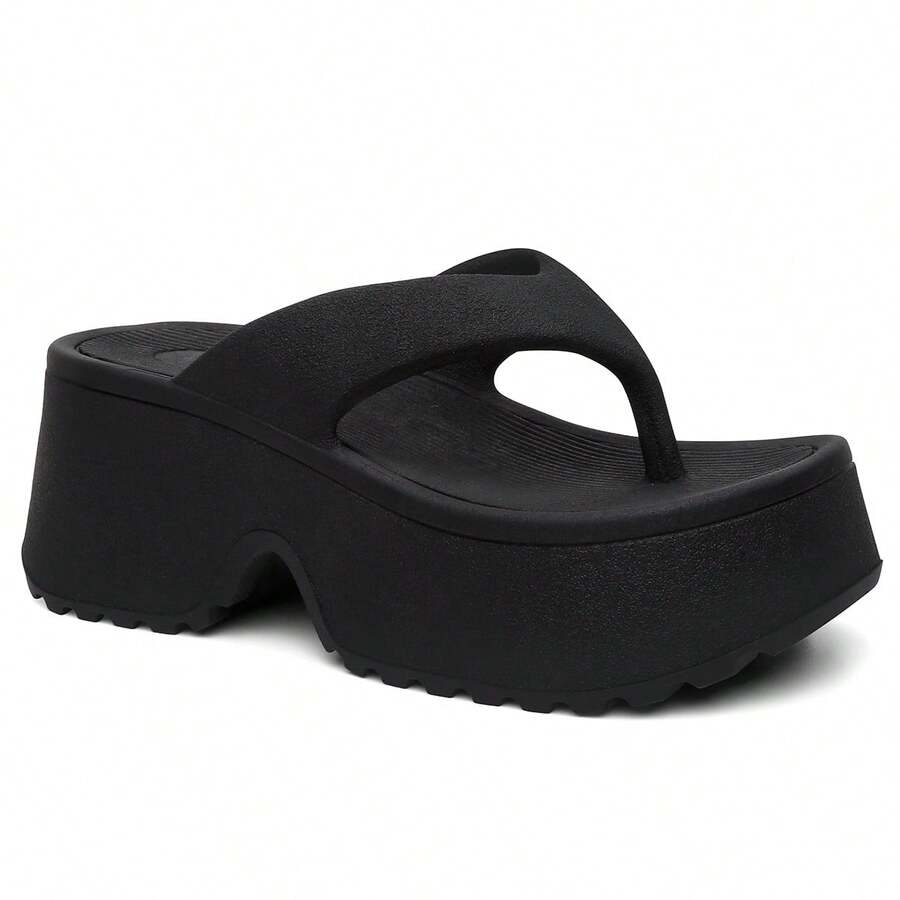 Women's Heeled Flip-Flops: Style And Modernity - 黑色 - 查看 1