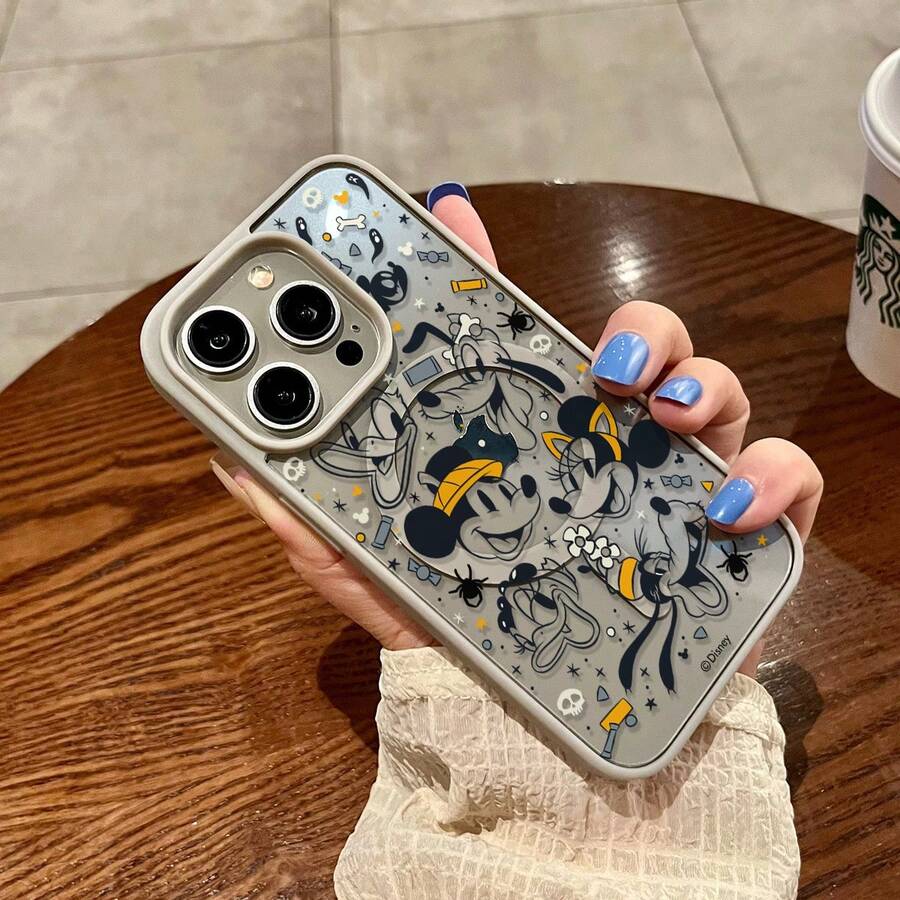 Miniso Disney Halloween Mickey & Friends Clear MagSafe Phone Case - Spooky Pattern With MagSafe Compatibility For IPhone 17/17 Pro/17 Pro Max/17 Air/16/15/14/13/12/11/X Series,Iphone 17 Pro Max Case,Iphone 17 Pro Case,Iphone 17 Case,Stocking Stuffers,The Girlfriend,The Chosen,Early Fall Fashion - Xám - Xem 1