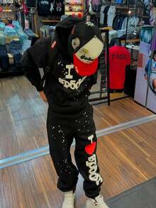 Sp5der Hoodie Spider Web Sweatshirt And Hoodie Set - 黑色 - 查看 2