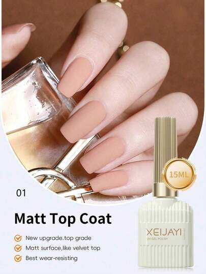 XEIJAYI 1st Röd Långvarig Gel Matt Top Coat Shine Finish och blöt av Led Nagellampa Perfekt för jul Nail Art Design Manikyr Gör-det-själv-salong Kvinnor Present