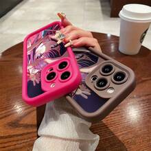 Funda de teléfono con patrón de chica anime para iPhone 16, TPU grueso, estética 11PRO, fundas de teléfono 13MINI, 13PRO, linda 14PRO para mujeres, 15PLUS para hombres, 11PROMAX a prueba de golpes y anti-caída, XSMAX negro, 15PROMAX con sensación suave, 16 único, 16PROMAX con diseño de protección de lente de cobertura completa, 15 parejas XR/14PROMAX/12PRO/14PLUS/13PROMAX/XS/11/15PRO/16PRO/14/16PLUS/12MINI/13/12PROMAX/12 - Burdeos - Ver 1