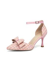 Women's Pink High Heels With Bow, Solid Color, Elegant, Sexy, Suitable For Business, Commute, Party, Fashion, Pointed Toe, Stiletto Heel, Closed Toe Pumps, Suitable For All Seasons - Pink - View 2