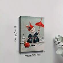 1pc, 2D Flat Printing, Rabbit In Winter Coat With Red Umbrella And Snail In Snow, Canvas Wall Art For Living Room Wall Decor For Bedroom Bathroom Framed Wall Poster Art Prints Ready To Hang Pictures Home Decorations - Nhiều màu - Xem 9