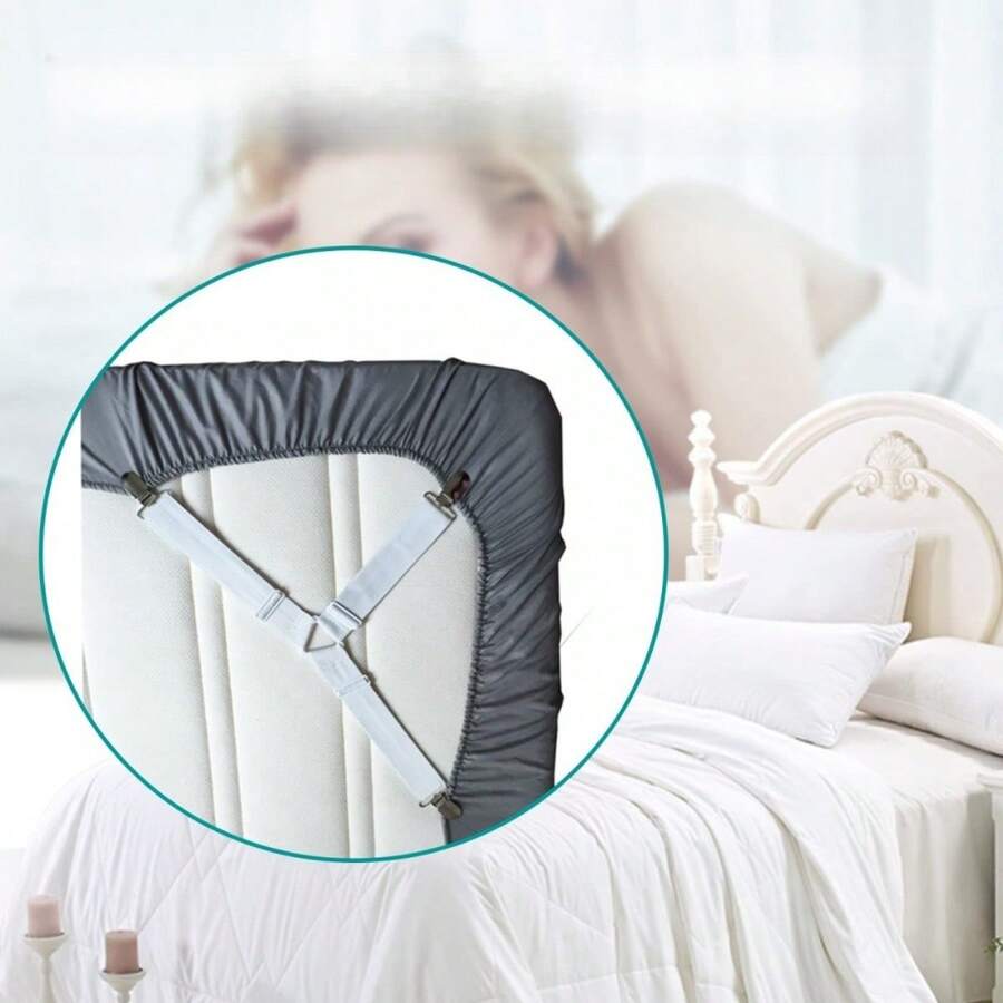 3pcs Adjustable Bed Sheet Fastener Clips, Triangle Bed Sheet Holder Grippers To Prevent Slipping - One White One - View 1