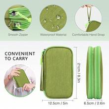 Skycase Zipper Pencil Case - Waterproof Aesthetic Pencil Pouch Case Large Capacity, All-In-One Double Layers Cord Case Organizers Traveling For Accessories,Pen, Pencil, Charger, Cable, Green,Large,Green-1 - 綠1 - 查看 3