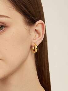 CVNANA 2pcs, Exquisite, Simple Hollow-Out Golden Asymmetric Heart-Shaped Earrings, Perfect For Holiday Gifts, Graduation Season Gifts, Birthday Gifts For Besties - C - View 4