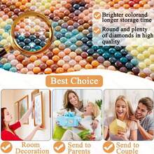 1件套5D无框圆形钻石画套装 - 全钻钻石画，DIY马赛克工艺套装，包含点钻笔、胶水、托盘和钻石珠。适合钻石画爱好者，精美家居墙面装饰礼品，减压良伴。