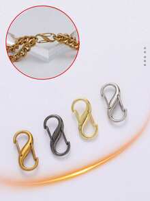 4pcs S-Shaped Spring Buckle, 8-Shaped Adjustable Chain Clasp, Metal Alloy Multi-Function Carabiner Clips - Multicolor - View 7