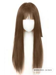1pc 24inch,26inch Long Straight Synthetic Heat-Resistant Wig, Made Of Fiber Material, Suitable For Everyday Wear, Natural And Realistic.