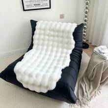 1件仿兔毛绒米色不对称形状地毯垫，柔软蓬松舒适，米色装饰垫，适用于沙发、卧室床边、书房，营造温馨家居氛围。 - 白色 - 查看 4