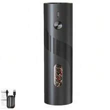 Electric Salt And Pepper Grinder Set With Stand, Stainless Steel Rechargeable Pepper Grinder, 95ml Large Capacity, White LED Light And Adjustable Coarseness Grinder, Perfect For Home And Restaurant Use - 充電款(銀色) - 查看 16