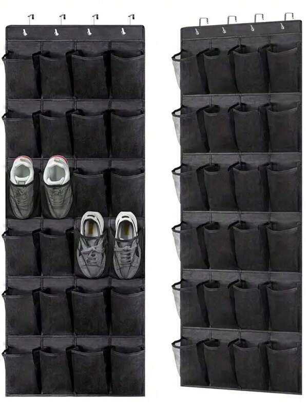 1个门后鞋架收纳挂袋，适用于走廊和衣橱，多功能壁挂式收纳架，最大限度地利用小空间，方便的鞋架和杂物收纳袋，适用于家庭、玄关、卧室、办公室，经久耐用，方便取用，减少杂物，整齐展示
