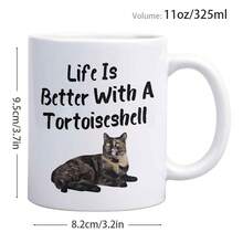 1pc Funny Cat Lover Coffee Mug - "Life Is Better With A Tortoiseshell" Ceramic Cup With Cute, 11oz White Mug For Home, Office, Birthday Gifts - Ideal For Cat Moms, Dads, Pet Owners ( For Hot Drinks), Home Drinkware, Playful Design, Durable Drinkware, Gift Shoppers - Pink - View 5