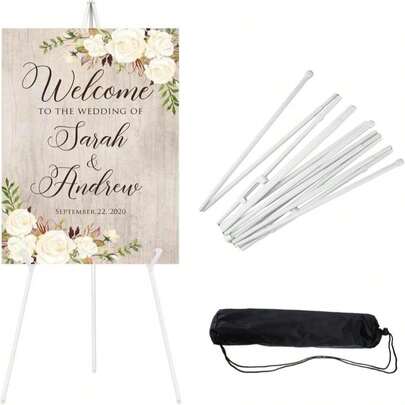 JEAWIWI 1PCS White Easel Stand For Wedding Sign Stand, 66 Inches Lightweight Adjustable Art Poster Board Stand For Display Wedding Welcome Sign, Metal Easel Stand For Painting With Portable Bag