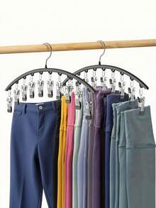 10/2/1pc Clothes Hanger, Hanging Rack Space-Saving Curved Hanger For Yoga Pants And Leggings - Closet Organizer With 10 Clips, Pants Socks Hanger For Clothes Shops,Spring,Minimalist,Summer Tops Closet Storage Space-Saving Legging Organizer With 10 Clips - Multicolor - View 15