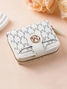 Ví nữ họa tiết vải mới có nhiều ngăn đựng thẻ, kiểu dáng ngắn, túi nhỏ thời trang Hàn Quốc, ví đựng tiền xu cổ điển nhỏ gọn cho nữ, ví mini, ví nhỏ, ví dễ thương - trắng - Xem 7