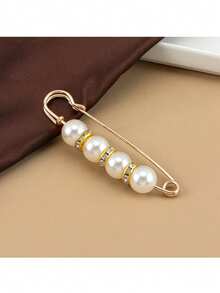 Pearl Brooch Pin, Safety Pin, Suitable For Dresses, Pants, Skirts, Cardigans, Collars And Other Clothing, Decorative Pin, Cute & Fashionable Faux Pearl Brooch Pin, Durable, Suitable For Girls And Women, Safety Pin, Brooch Pin - Multicolor - View 6
