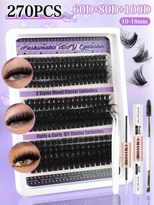 CMAYOME 270 Stücke D-Curl Flauschige Wimpernverlängerungsset, natürliche dicke Wimpern, Anfänger freundliche DIY Wimpernverlängerung mit Wimpernkleber, Versiegelung, Pinzette, Wimpernbürste, D-Curl Wimpernverlängerungsset mit Wimpern Zubehör, geeignet für den täglichen Gebrauch, Reisen, Anfänger, Hochzeiten, Dates, Partys, Festivals und verschiedene Augen Make-up Looks - Violett - Übersicht 2