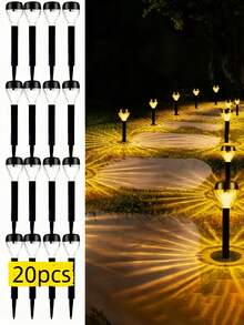 20-Piece Solar Garden Lights, Path Lawn Landscape Ambience Lighting, 40mah,Automatically Illuminated, Christmas New Year Thanksgiving Outdoor Decorative Lights - Warm Light - View 6