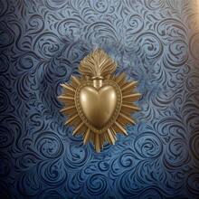 1pc Gothic Sacred Heart Wall Decor - Golden Glow Religious Home Decoration, Resin Catholic Hanging Ornament Suitable For Church, Living Room, Christmas, Easter, Halloween, Wedding - Exquisite Church Decorative Gift (No Electricity Required), Meticulously Crafted, Thanksgiving Perfect Choice Halloween Decor Fall Decor Room Decor