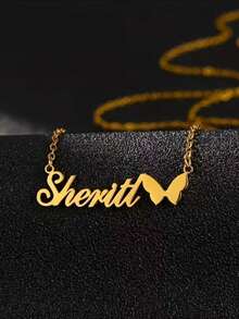 Personalized Butterfly Name Necklace, 18K Gold Plated With Stainless Steel, Vintage Bohemian Style, Suitable For Women's Everyday Wear And Valentine's Day Gift. - Multicolor - View 2