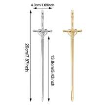 1pc Women's New Chinese Style Ancient Sword Hair Clip, 20cm/7.87in, Decorative Hair Accessory, Hair Accessories, Head Accessories - Gold - View 3